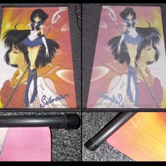 RARE imported from Japan, from 1994 or 1995, Sailor Saturn cloth wall scroll - Picture 1 of 7